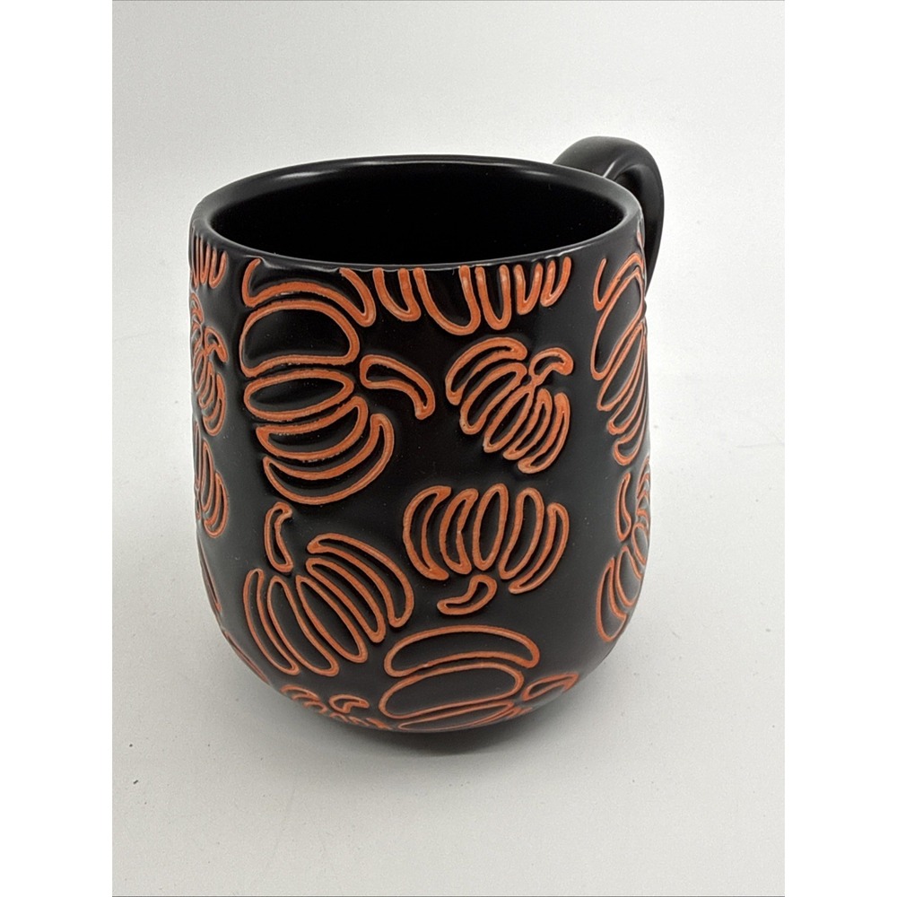 Crofton Orange & Black 11 oz‎ FALL PUMPKINS Coffee Mug Holiday 4" Tall